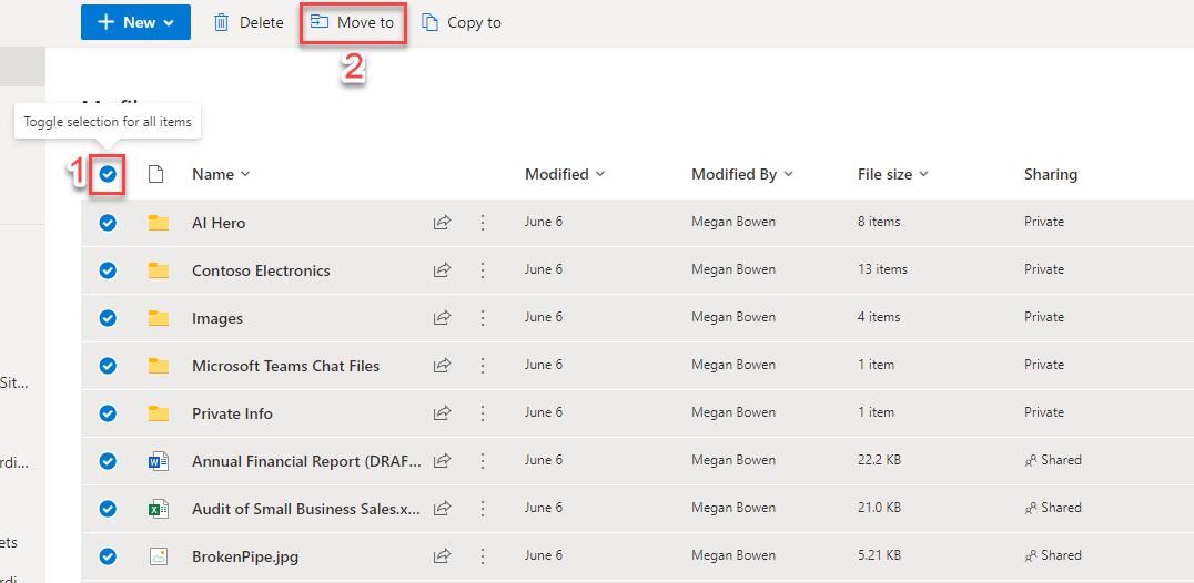 How to move all OneDrive for Business files to a shared location